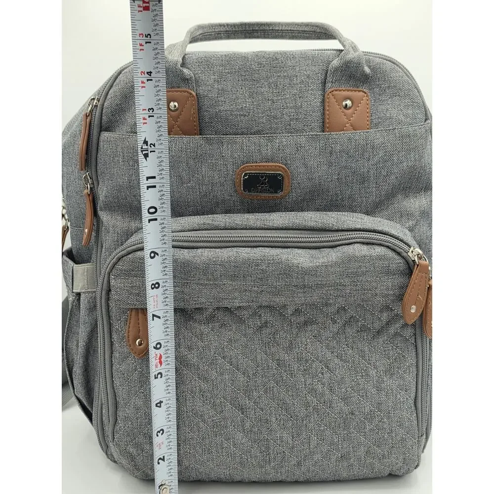 Dikaslon Diaper Bag Backpack Gray Large Baby Travel Bag Stroller Straps